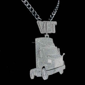 Custom 3D Truck Bail Letter Design S925 Silver Full Iced Out Bling Moissanite Diamond Big Charm Hip Hop Colgante - Product Image 4
