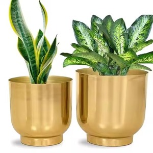 Pot de fleurs en métal pour l'intérieur et l'extérieur, conteneur décoratif pour plantes, décoration pour la maison, le jardin, le balcon, le salon - Product Image 3