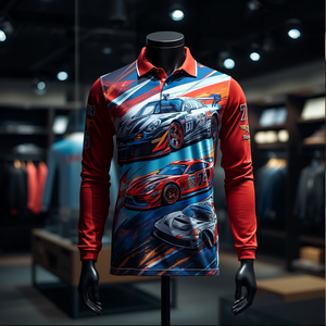 เสื้อโปโลผู้ชายแขนยาวสไตล์เรซซิ่ง โพลีเอสเตอร์ ระบายอากาศได้ดี เหมาะสำหรับใส่ลำลอง - Product Image 2