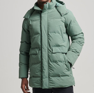 Veste matelassée en coton vert pour homme, coupe-vent, imperméable, décontractée, d'hiver, longue, camouflage, coupe régulière, en coton, avec fermeture éclair - Product Image 1