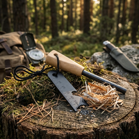 Allume-feu de survie avec manche en bois, outil multifonctionnel, ouvre-bouteille pour le camping et la randonnée en cas d'urgence