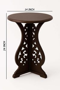 <b>Round</b> End <b>Tables</b> Living Room, Narrow Night Stands <b>Round</b> <b>Side</b> <b>Table</b> for Bedrooms, Antique Carved Coffee <b>Table</b> - Product Image 2