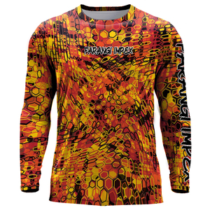 เสื้อตกปลาแบบสั่งทำพิเศษ สีน้ำเงินลายแตก แห้งเร็ว ป้องกันแสงแดด UPF 50 เสื้อผ้าสำหรับการผจญภัยตกปลาแซลมอนคิง ผลิตในแคนาดา - Product Image 6