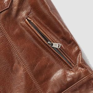 เสื้อกั๊กหนังสีน้ำตาลสำหรับผู้ชาย - Product Image 4