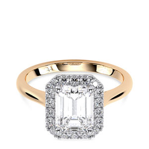Anillo de compromiso de oro amarillo de 10K con diamante de laboratorio de corte esmeralda y halo, 1.5 CT, racimo rectangular, para aniversario de bodas, certificado IGI, rodio - Product Image 2