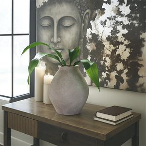 Jarrón de cerámica minimalista hecho a mano, decoración de mesa, superficie texturizada beige a precio económico. - Product Image 5