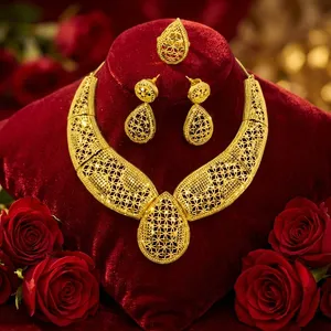 Collar de Cadena con Caja de Flores Chapado en Oro de Latón para Mujer, Joyería de Moda, con Dije de Un Gramo - Product Image 4