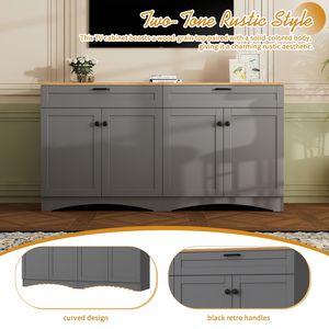 Mobile TV in Stile Mid-Century con 2 Cassetti, Credenza Versatile Effetto Legno con Ripiani Regolabili per TV fino a 70 Pollici - Product Image 5