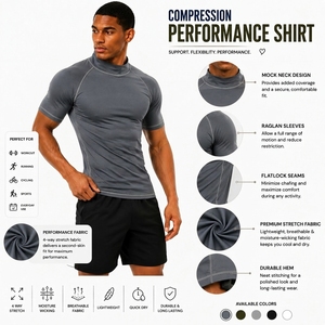 Men's Performance Compression Shirt Short Sleeve <b>Gym</b> Wear Shirt Casual Wear Rash Guard Compression Shirt - Product Image 6