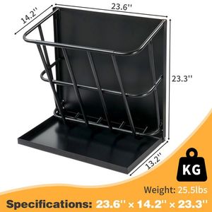 Rastrelliera per Fieno in Acciaio Resistente di Grande Capacità con Vassoio per Cereali Rimovibile, Rastrelliera Multilaterale per l'Alimentazione di Capre e Altri Animali - Product Image 5