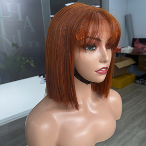 Precio de fábrica 100% Raw Virgin Vietnamita Trama humana Hueso Recto Bang Peluca Cajun Color Super Doble Extensiones de cabello dibujado - Product Image 1