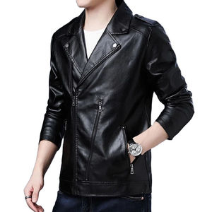 Denim Custom Black Leather Wax Waxed <b>Long</b> Casual Autumn Zipper Coat Jeans <b>Men</b> <b>Jacket</b> - Product Image 3