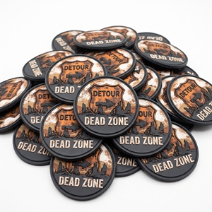 Badge rond 3D en PVC souple personnalisé, motif panneau de signalisation routière, pour sac à dos, veste, uniforme, casquette d'extérieur - Product Image 1