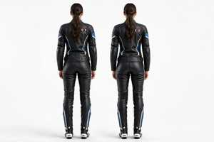 Traje de Motociclismo de Cuero Negro y Azul para Hombre y Mujer, Ropa de Protección a Prueba de Viento - Product Image 4