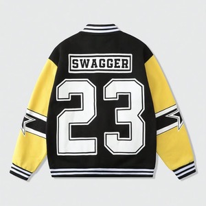 Custom Varsity <b>Leather</b> <b>Jacket</b> Men Embroidered Patches Wool Body Genuine Cowhide Sleeves OEM ODM Sample Service Available - Product Image 1