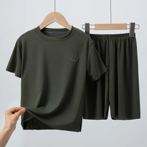 Wholesale Summer Men's Short <b>Sets</b> Custom Logo 100% Cotton 2 Piece Outfits Down Men <b>Sets</b> - Product Image 2