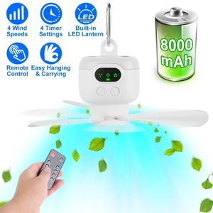 Lanterna LED Portatile 2-in-1 e Ventilatore da Tenda, Alimentato da Batteria 8000mAh, 4 Velocità e 4 Timer, Display Digitale, Moschettone per Campeggio - Product Image 2
