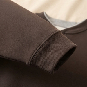 Sweat-shirt à manches longues pour homme, couleur marron foncé, col boutonné, style décontracté, couleur unie - Product Image 4