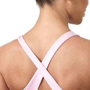 Sujetador deportivo rosa claro con espalda cruzada para mujer, soporte medio, elástico, para fitness, gimnasio, entrenamiento, ropa deportiva - Product Image 4