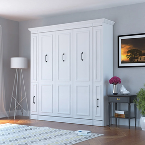 Lit Murphy pliable blanc, taille Queen, lit mural contemporain avec armoire de rangement, meubles de chambre à coucher - Product Image 6