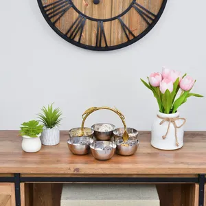 Ensemble de bols de service en acier inoxydable avec poignée en feuille d'or, design moderne pour la vaisselle de fête, plats et assiettes - Product Image 3