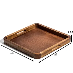 Luxury Gold Decorative Metal Tray for Exclusive Luxury <b>Home</b> CollectionsSquare Wooden Decorative Tray Rustic Handmade Wood Craft - Product Image 1
