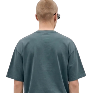 Camiseta de algodón extragrande para hombre, cuello redondo, manga corta, hombros caídos, ajuste relajado, informal, personalizada, al por mayor, talla XL - Product Image 2