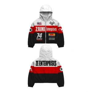 Veste coupe-vent en toile pour homme à prix abordable, style urbain, imperméable, respirante, couleur unie, logo frontal, service OEM - Product Image 1