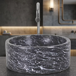 Modern Brown Printed Round Ceramic Countertop Wash Basin Artistic Bathroom Vanity Sink Bowl Lavabo - Product Image 6