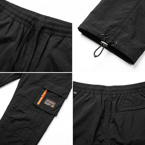 Pantalon cargo techwear pour homme, 120 g/m², en nylon froissé Ripstop, coupe large et ample, style streetwear, fabricant de vêtements sur mesure OEM - Product Image 4