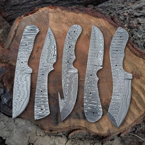 Dustline Commodities DCK004 Damascus Steel Bevel Blank DIY Utility Knife Customizable Making <b>Ladder</b> Pattern EDC Skinning Drop - Product Image 3