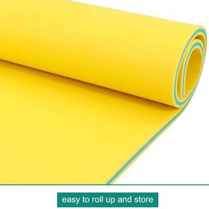 Matelas flottant pour adultes de 9 pieds, jaune et bleu, confortable, lit aquatique - Product Image 4