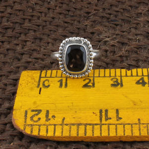 Bague vintage en argent sterling 925 avec quartz fumé, grande pierre précieuse chocolat taille émeraude, style victorien, pour femme, bijoux fins - Product Image 5