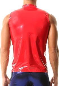 Débardeur en similicuir brillant pour homme – Effet mouillé, style décontracté, en PVC, sans manches - Product Image 2