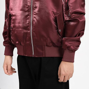 <b>Men</b>’s Satin Bomber <b>Jacket</b> Full Zip Flight Coat <b>Lightweight</b> Stylish Outerwear with Sleeve Pocket Classic Streetwear Casual - Product Image 5