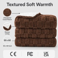 Plaid chauffant électrique jacquard à carreaux, en sherpa, 50x60, chauffe rapidement, lavable, OEM/ODM
