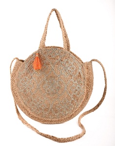 Jute Bohemian <b>Handbag</b> Women's <b>Summer</b> Beach Travel Bag Solid Pattern Open Closure Eco-Friendly 2-2.9L Capacity Shoulder Strap - Product Image 2
