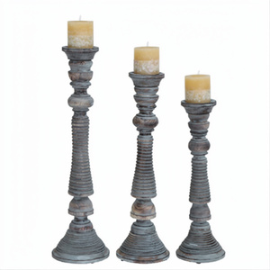 Hand Carved Large Wooden Candle <b>Holder</b> Set of 3 Indian Customized Manufacturer <b>Candlestick</b> <b>Holders</b> for Decoration - Product Image 1