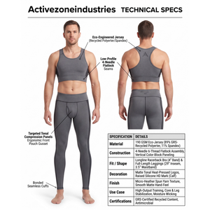 Ensemble de vêtements de sport compressifs pour hommes en polyester recyclé, soutien-gorge long et collants, tenue de sport pour la gym, personnalisable OEM - Product Image 5