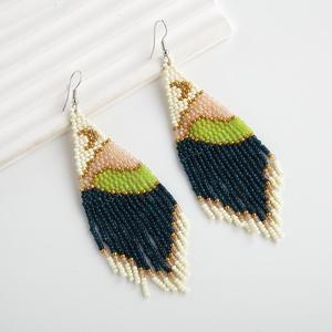 Pendientes de moda con cuentas de semillas y flecos, estilo nativo, en 19 colores, solo 2 unidades restantes - Product Image 5