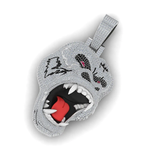 Colgante de Cabeza de Gorila Bicolor Rosa y Blanco de Plata de Ley 925 con Moissanita VVS Pavé, Estilo Hip Hop, Amuleto Animal, Pasa Prueba, Regalo Unisex - Product Image 6