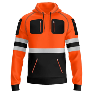 Sweat-shirt de sécurité haute visibilité avec logo personnalisé, conforme aux normes ANSI, orange et noir réfléchissant, veste de travail avec plusieurs poches pour la construction - Product Image 4