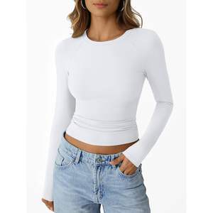 2025 Y2K mode reine femmes hauts courts à manches longues basique entraînement t-shirts sortir automne vêtements tenues reine femmes Yoga haut - Product Image 4