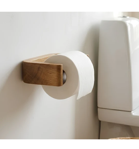 Portarrollos de papel higiénico de madera, moderno, nórdico, minimalista, dispensador de rollos de papel higiénico de madera para montar en la pared, para baño. - Product Image 2