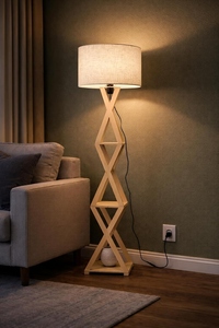 Lampadaire métallique à 3 niveaux, design moderne amovible, finition jaunâtre, abat-jour en lin personnalisé, lumière sur pied, OEM ODM en gros - Product Image 3