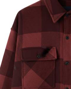 Custom Men Plaid <b>Flannel</b> <b>Overshirt</b> Maroon Burgundy Long Sleeve Button Up Casual Checkered Shirt Jacket Warm Winter Wholesale - Product Image 6