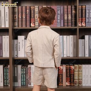 Veste de tailleur en coton 100% pour garçons Ensemble de vêtements ODM OEM pour enfants-Design smocké OEKO-TEX Fabric-BC1384 viscose-lin certifiée - Product Image 5