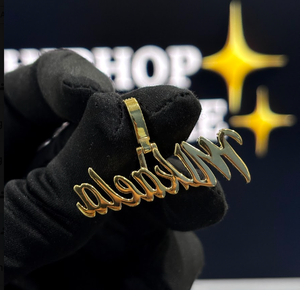 Colgante Personalizado HIPHOP SPARKLE con Nombre Mikaela, Plata de Ley 925, Chapado en Oro, Moissanita VVS, Collar con Letras Escritas Estilo Hip Hop - Product Image 4