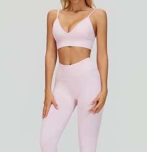 Ensemble de yoga 3 pièces pour femme, nouveau, best-seller, simple, sexy, sportswear, taille haute, tricoté, sans couture, avec bretelles réglables - Product Image 4