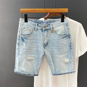 Pantalones Cortos Bermuda de Hombre de Algodón 100% Lavado a Medida de Alta Calidad, Estilo Urbano, Efecto Desgastado, de Secado Rápido para Verano - Product Image 3